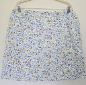 Chaus Purple Green and Blue Floral Mini Skirt